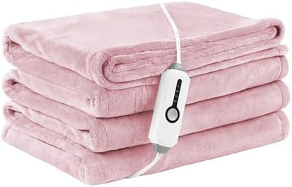 Electric Heated Blanket Full Size 72"×84", Breathable & Luxurious Flannel,Soft Warm Gift with Over-Heat Protection,4 Heating Levels & 10 H Auto Shut Off, Machine Washable, Light Pink