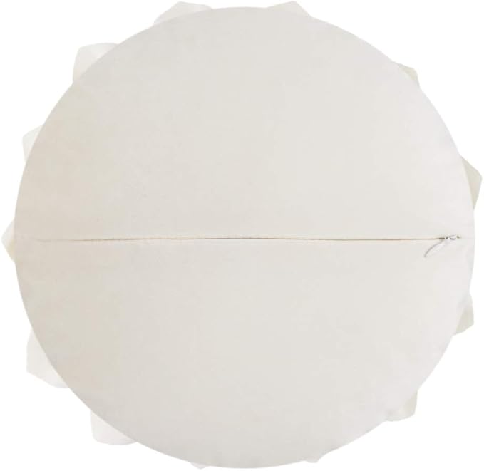 Decorative Throw Pillow 3D Flower Round Pillow Accent Handmade Cushion with Insert for Couch Bed Home Decor 14 inch Cream White