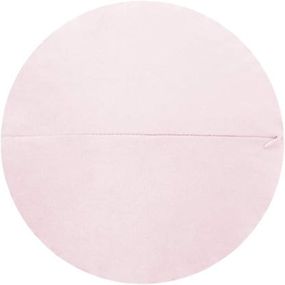 JWH Spring Flower Throw Pillow Cover Decorative Round Cushion Floral Accent Pillow Case Handmade Pillowcase for Girls Bedroom Living Room Bed Couch 12 Inch Pink Velvet