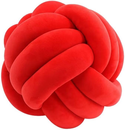 Knot Ball Pillows,Soft Round Knotted Pillow,Handmade Plush Throw Pillows Home Decoration Cushion Pillow for Sofa Bed Couch Floor(8.7 Inch,Red)
