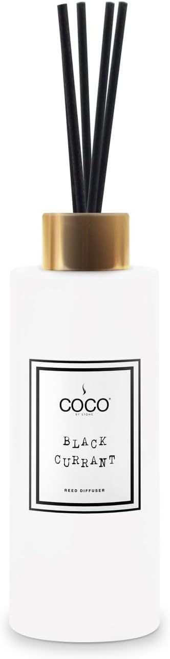 Coco by Stone 5oz Reed Diffuser (Black Currant) – Luxury Scented Oil Diffuser for Home Aromatherapy, Long-Lasting Vegan Fragrance, Elegant Home Décor and Air Freshener