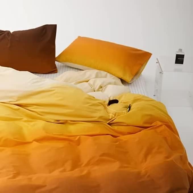 Houseri White and Orange Comforter Set California King Gradient Orange Comforter Bedding Sets Cal King Size, 3-orange Gradient, Cal King(96''*104''-Comforter)