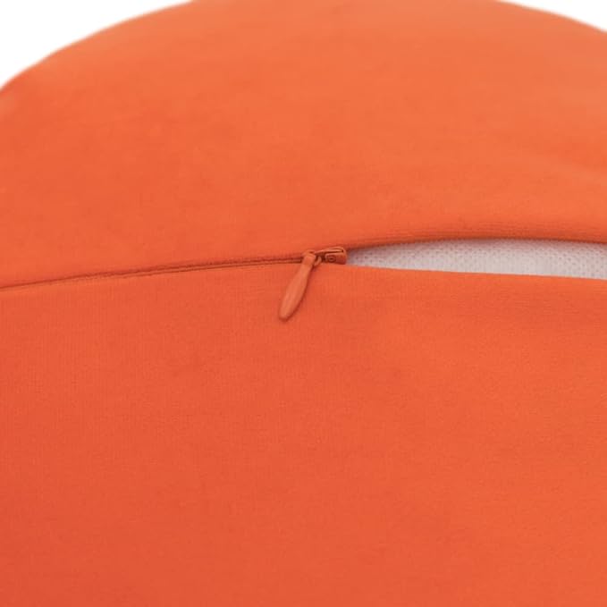 Decorative Throw Pillow 3D Flower Round Pillow Accent Handmade Cushion with Insert for Couch Bed Home Decor 14 inch Orange