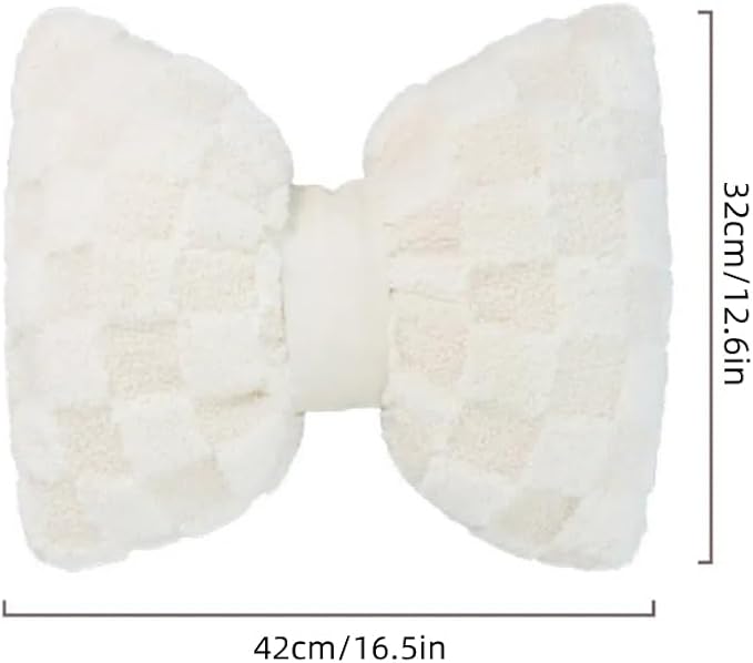 2 Pcs White Bow Pillow Big Bow Shaped Cushion Plush Car Lumbar Pillow Aesthetic Home Decor Throw Pillows for Room Bed Sofa Couch Decor