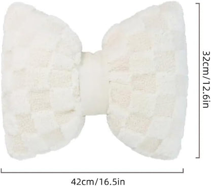 2 Pcs White Bow Pillow Big Bow Shaped Cushion Plush Car Lumbar Pillow Aesthetic Home Decor Throw Pillows for Room Bed Sofa Couch Decor