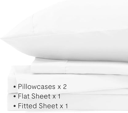 Jennifer Adams Eternal Sheet Set, 4-Piece Microfiber Sheets & Pillowcases - Ultra-Soft, Breathable and Wrinkle-Resistant (White, California King)