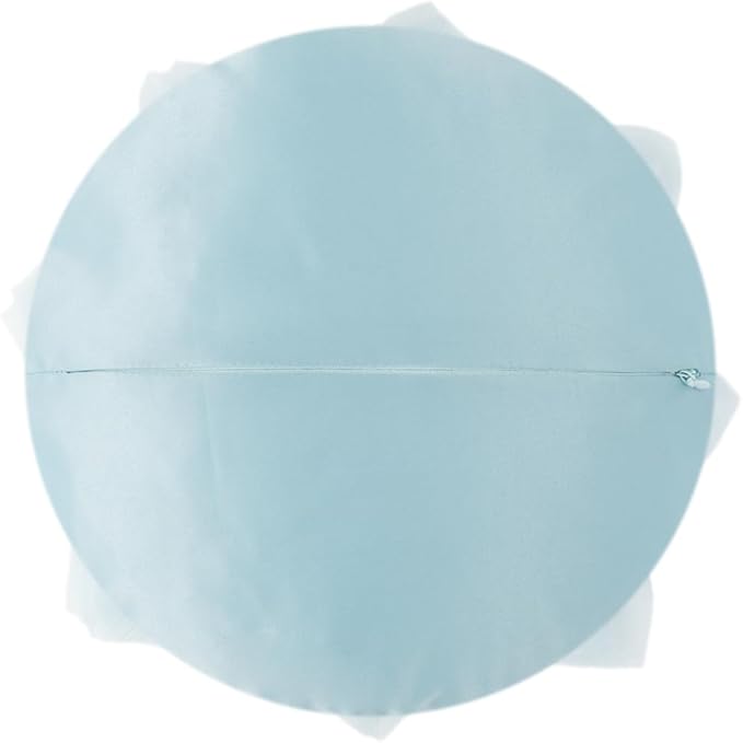 3D Light Blue Flower Round Decorative Throw Pillow with Insert Soft Cute Floral Accent Pillow Cushion for Bed Couch Bedroom Living Room Nursery Boho Aesthetic Home Decor 12Inch Blue and White
