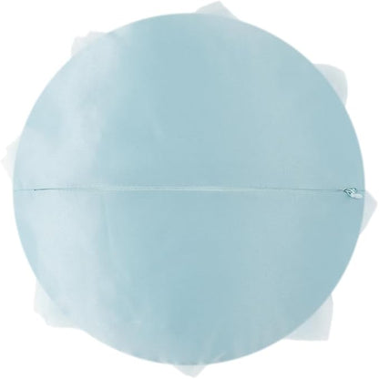 3D Light Blue Flower Round Decorative Throw Pillow with Insert Soft Cute Floral Accent Pillow Cushion for Bed Couch Bedroom Living Room Nursery Boho Aesthetic Home Decor 12Inch Blue and White