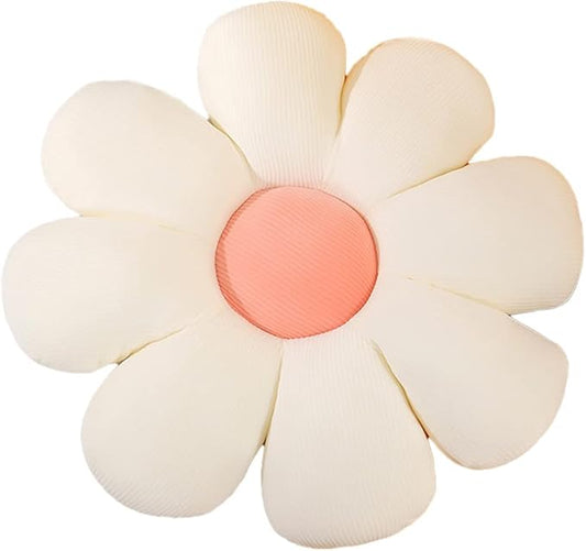 Flower-Shaped Cute Pillow, Flower Cushion, Reading Pillow and Leisure and Comfortable Pillow, Car Cushion (White, 60cm*60cm)