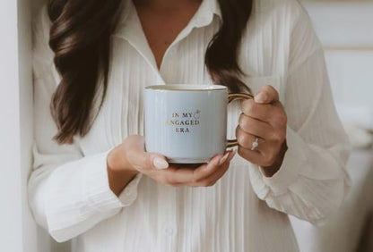 Sweet Water Decor In My Engaged Era Mug, 14oz Fine Bone China Cup for Tea & Coffee, Gold Handle & Rim, Engagement Gift for Fiancee & Bride-to-be, Bridal Shower Decoration and Gift for Future Wife