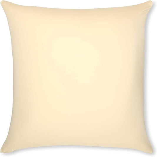 PILLOWY 20"x20" Throw Pillow - Off white- Creme: 1Pcs Luxurious Premium Microbead Pillow With 85/15 Nylon/Spandex Fabric. Forever Fluffy, Outstanding Beauty & Support. Silky, Soft & Beyond Comfortable