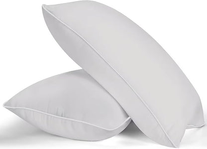 MZOIMZO Bed Pillows for Sleeping- King Size, Set of 2, Cooling Hotel Quality with Premium Soft Down Alternative Fill for Back, Stomach or Side Sleepers, Light Grey