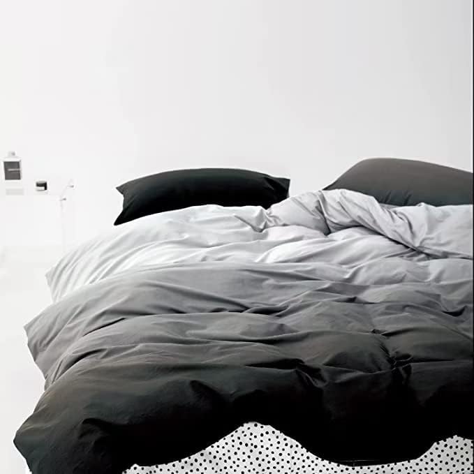 Houseri Full Size Comforter Set, Gradient Grey and White Bedding Sets Full for Teen Boys Girls Light and Dark Gray Comforters Aesthetic Soft Comfy Silver Gray Preppy Dorm Bed Quilts Blankets Full