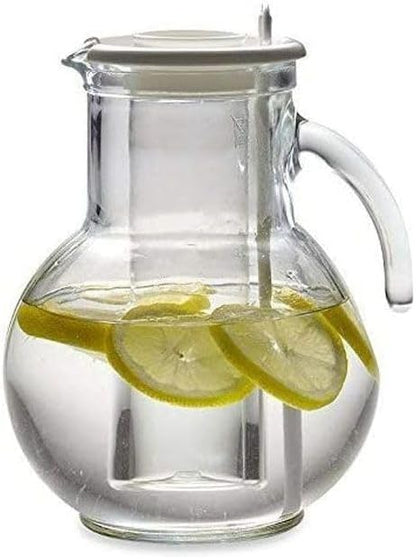 Bormioli Rocco Kufra Glass Pitcher with Ice Container and Lid, 72 3/4 oz