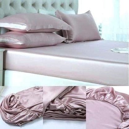 100% Pure Silk Satin Sheet Set - 4 Pieces, King Size, Includes Fitted Sheet (15" Deep Pocket), Flat Sheet & Pillowcases, Wrinkle-Free, Fade-Resistant, Soft & Cool.(Royal Blue, Full)