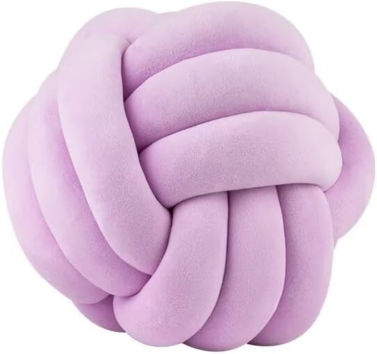 Knot Ball Pillows,Soft Round Knotted Pillow,Handmade Plush Throw Pillows Home Decoration Cushion Pillow for Sofa Bed Couch Floor(8.7 Inch,Lavender)