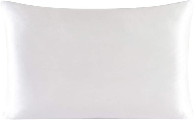 100% Pure Mulberry Silk Pillowcase with Zipper for Skin&Hair Care Both Sides Soft Breathable (White, King)