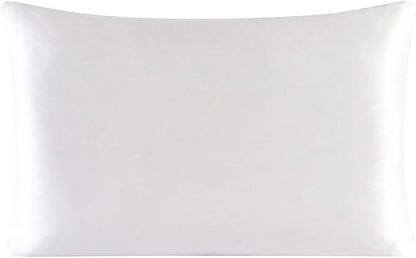 MAXFEEL 100% Pure Mulberry Silk Pillowcase with Zipper for Skin&Hair Care Both Sides Soft Breathable (White, Standard)