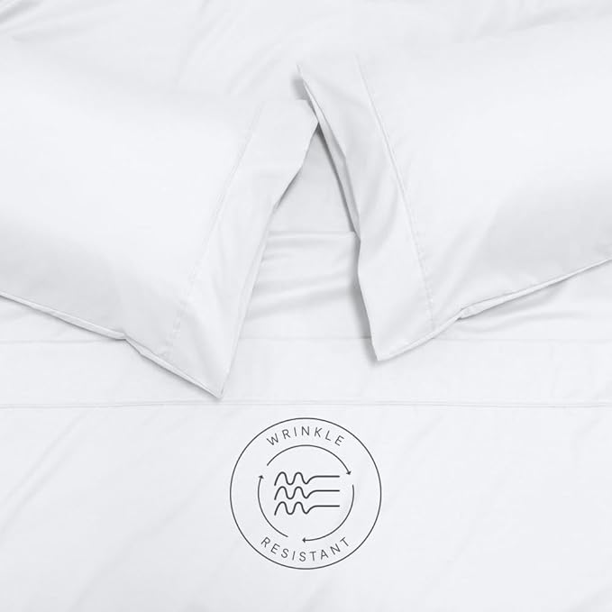 Jennifer Adams Eternal Sheet Set, 4-Piece Microfiber Sheets & Pillowcases - Ultra-Soft, Breathable and Wrinkle-Resistant (White, California King)