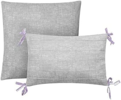 Juicy Couture Cabana Stripe Reversible Bedding Set - Queen/Full Size - Lavender/White Stripe Print – 6 Piece Set – Includes 1 90" x 90" Comforter, 3 Decorative Pillows, 2 Shams