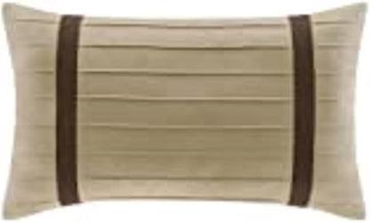 Madison Park Cozy Comforter Set-Luxury Faux Suede Design, Striped Accent, All Season Down Alternative Bedding, Matching Shams, Decorative Pillow, Natural, California King (104 in x 92 in)