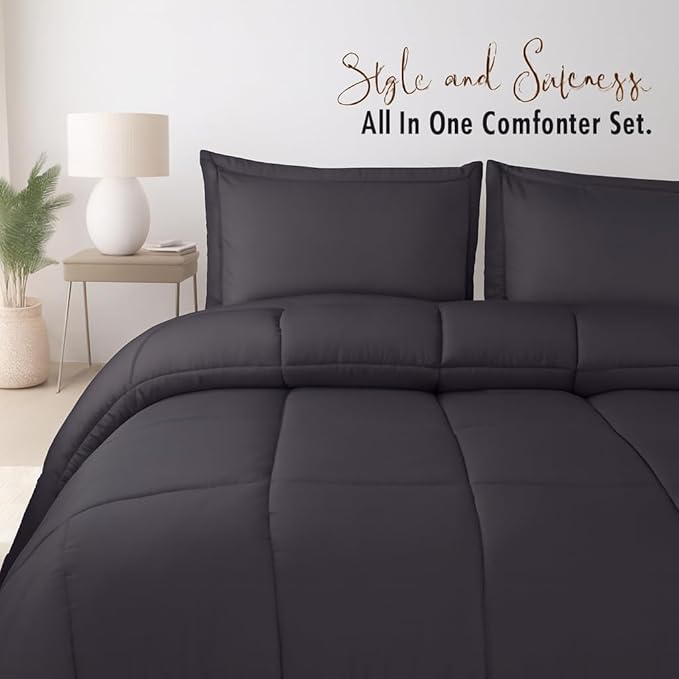 Utopia Bedding Queen Comforter Set - 3 Piece Grey Comforters Queen Size Bed Set - Down Alternative Duvet Insert Includes 1 All Season Comforter (88 x 88 in) and 2 Pillow Shams (20 x 26 in)