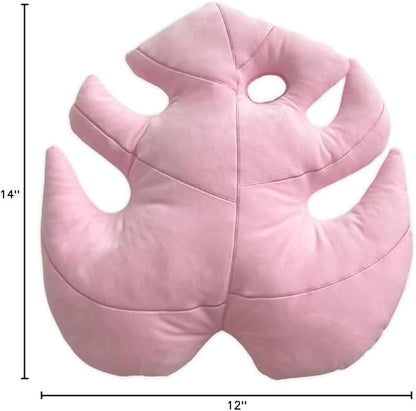Green Philosophy Co. Monstera Deliciosa Leaf Pillow - Paradise Pink