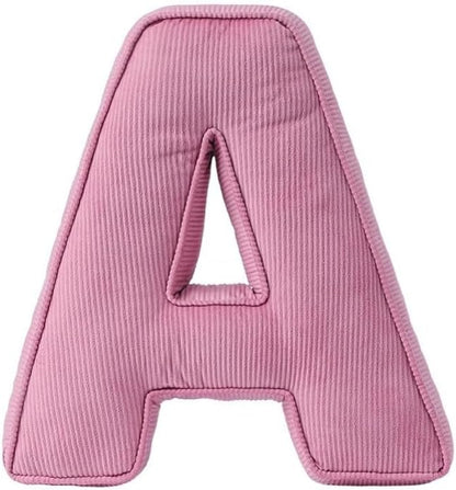Pink Letter Plush Pillow, Letter Hugging Throw Pillows, Decorative Corduroy Initial Letter Shaped Throw Pillows, Letter Pillows English Alphabet A to Z for Sofa Bedroom Living Room Decor (A)