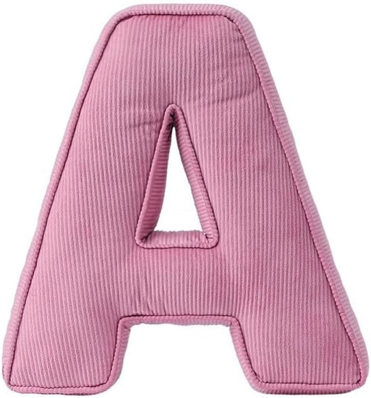 Pink Letter Plush Pillow, Letter Hugging Throw Pillows, Decorative Corduroy Initial Letter Shaped Throw Pillows, Letter Pillows English Alphabet A to Z for Sofa Bedroom Living Room Decor (A)