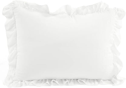 Lush Decor Reyna Ruffle Comforter Set - 2 Piece Twin Size Ruffle Comforter Set - Elegance for Dorm Room - Twin XL, Pure White
