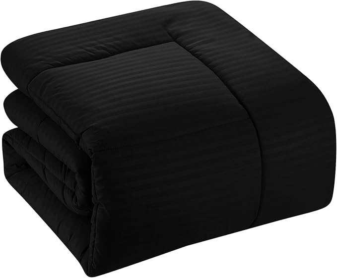 8 Piece Comforter Set Bag with Dobby Stripe Design (Pack of 3)