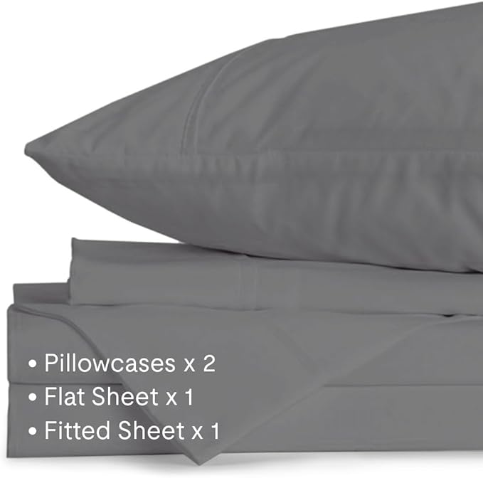 Jennifer Adams Eternal Sheet Set, 4-Piece Microfiber Sheets & Pillowcases - Ultra-Soft, Breathable and Wrinkle-Resistant (Graphite, Full)
