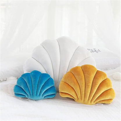 Patty Both Seashell Decorative Pillow Velvet Seashell Throw Pillow, Sea Shell Shaped Throw Pillow Decorative Pillows for Bed Couch Home Office Decor (White, Medium(17.2 * 13.2in 0.55kg))