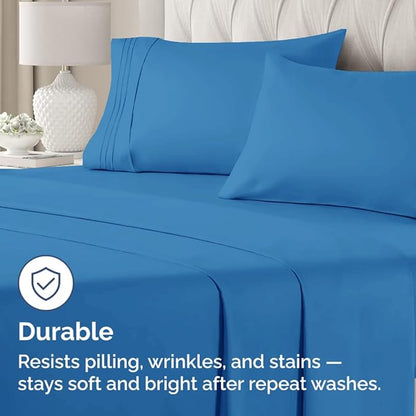 King Pillow Cases Set of 4 - Ultra Soft Hotel Quality Pillowcase Covers - Comfy, Cozy & Wrinkle Free - Shrinkage, Stain & Fade Resistant - Machine Washable Pillow Protectors - 4 Piece Set - Royal Blue