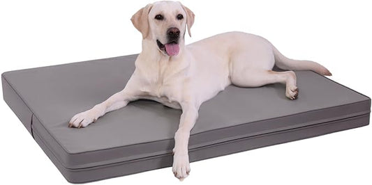 Vonabem Outdoor Waterproof Dog Beds Large Sized Dogs, Orthopedic Washable Crate Pad 54 inch, Anti-Slip Leather Pet Bed, Jumbo XXXLarge Foam Pets Pads with Removable Cover, Graphite Grey
