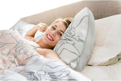 Madison Park Delilah Sateen Cotton Comforter Set, Breathable, Soft Cover, Modern Print, All Season Down Alternative Cozy Bedding with Matching Shams, King/ Cal King, Grey/Blush 3 Piece