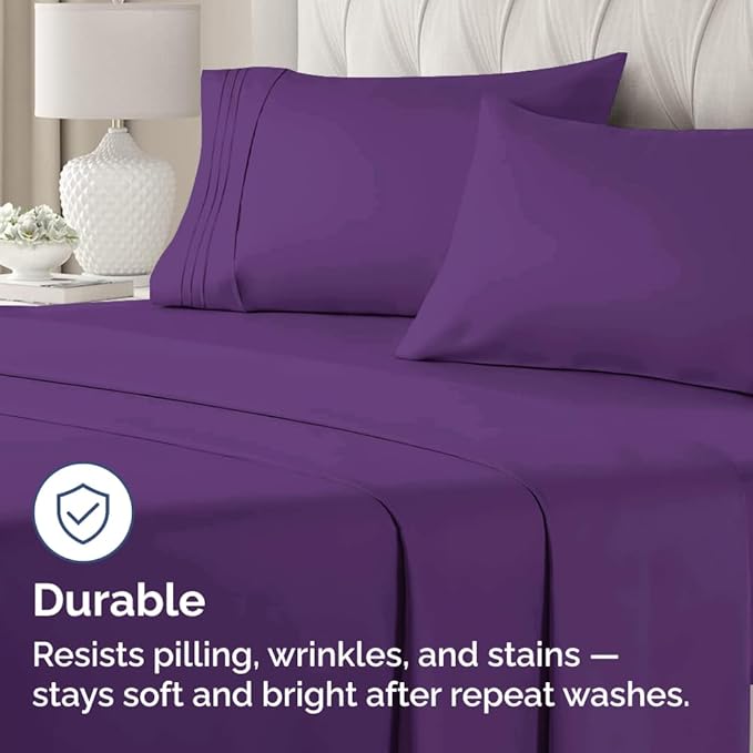 Queen Pillow Cases Set of 2 - Ultra Soft Hotel Quality Pillowcase Covers - Comfy, Cozy & Wrinkle Free - Shrinkage, Stain and Fade Resistant - Machine Washable Pillow Protectors - 2 Piece Set - Purple