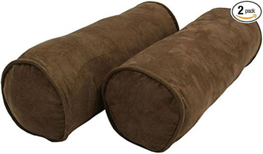 Blazing Needles Corded Microsuede Throw Pillows (Set of 2), 20" x 8", Chocolate