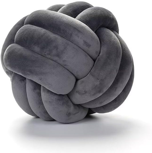 Knot Ball Pillows,Soft Round Knotted Pillow,Handmade Plush Throw Pillows Home Decoration Cushion Pillow for Sofa Bed Couch Floor(8.7 Inch,Deep Grey)
