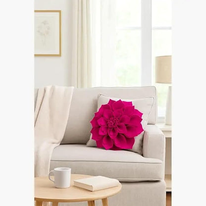 Fennco Styles Handmade 3D Heart-Shaped Petals Flower Decorative Filled Throw Pillow 13" Round - Floral Pillow for Couch, Home Décor and Holiday, Housewarming Gift (Magenta)