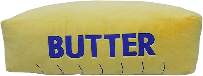 Jumbo Butter Pillow 32 Inch - Soft Yellow & Blue Valentine's Day Cushion, Oversized Cuddly Butter Stick Pillow for Home Decor, Hugging & Lounging, Quirky Gift for Adults