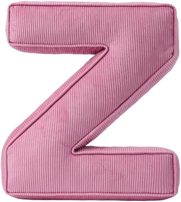 Pink Letter Plush Pillow, Letter Hugging Throw Pillows, Decorative Corduroy Initial Letter Shaped Throw Pillows, Letter Pillows English Alphabet A to Z for Sofa Bedroom Living Room Decor (Z)