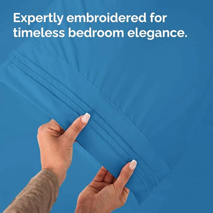 King Pillow Cases Set of 4 - Ultra Soft Hotel Quality Pillowcase Covers - Comfy, Cozy & Wrinkle Free - Shrinkage, Stain & Fade Resistant - Machine Washable Pillow Protectors - 4 Piece Set - Denim Blue