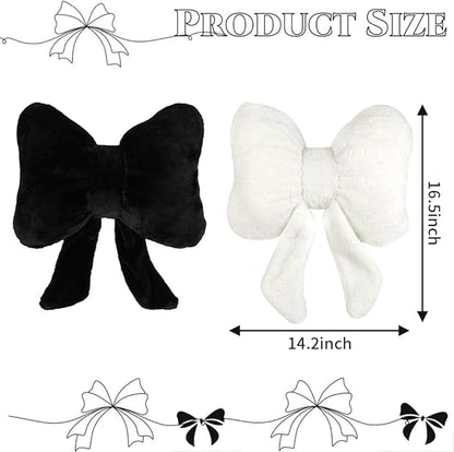 2 Pcs Coquette Bow Throw Pillows Cute Bowknot Plush Pillow Coquette Home Decor Stuffed Decorative Bow Lumbar Pillow for Girls Loft Bed Decor Accessories