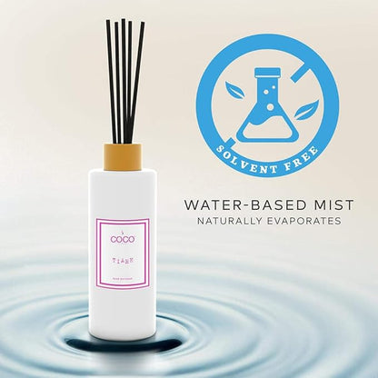 COCO by Stone 5oz Reed Diffuser (Tiare) – Luxury Scented Oil Diffuser for Home Aromatherapy, Long-Lasting Vegan Fragrance, Elegant Home Décor and Air Freshener