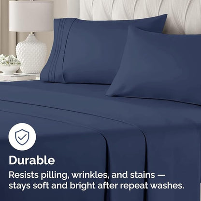 Queen Pillow Cases Set of 4 - Ultra Soft Hotel Quality Pillowcase Covers - Comfy, Cozy & Wrinkle Free - Shrinkage, Stain & Fade Resistant - Machine Washable Pillow Protectors - 4 Piece Set - Navy Blue