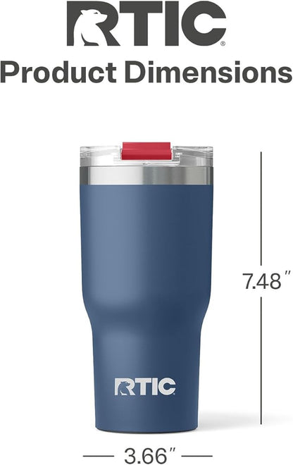RTIC 20oz Essential Tumbler with Lid, Ceramic Lined, Insulated, Stainless Steel, Metal, Double Wall Vacuum-Insulation, Travel Cup for Iced Coffee, Tea, Hot and Cold Drink, Patriot