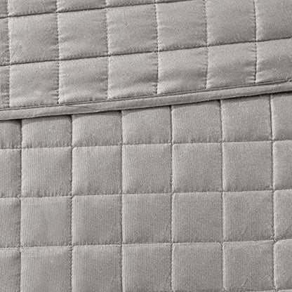Madison Park Heritage Comforter Quilt Combo Set - Modern Luxury Design, All Season Down Alternative Bedding, Matching Shams, Decorative Pillows, Full/Queen(90"x90"), Color Block Grey 8 Piece