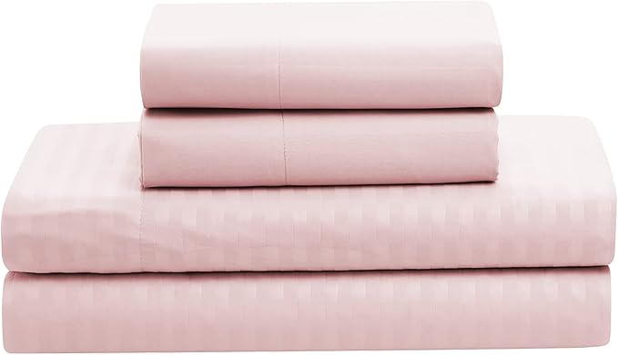 King Size Comforter Set 8 Piece Bed in a Bag with Bed Skirt, Fitted Sheet, Flat Sheet, 2 Pillowcases, 2 Pillow Shams, King, Dobby Pale Pink