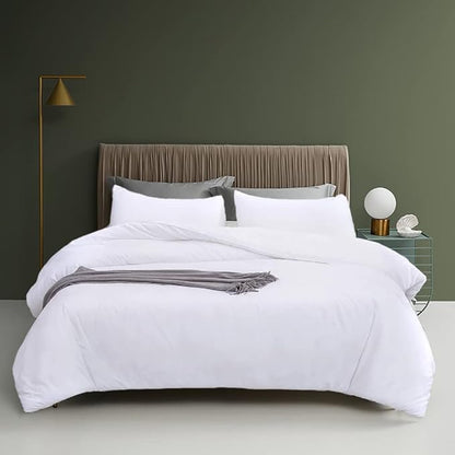 Houseri White Comforter King Size, 3 Pieces Lightweight Solid White Bedding Set King, All Season Soft Pure White King Size Comforter Set Extra Fluffy Ultra Comfy Bed Quilt (1 Comforter, 2 Pillowcases)